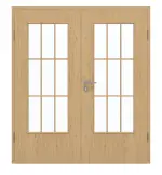 Frontansicht von GARANT Doppelflügeltür inkl. Zarge Authentic Asteiche CPL mit Lichtausschnitt LA-DIN Sprosse SP2