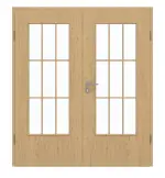 Frontansicht von GARANT Doppelflügeltür inkl. Zarge Authentic Asteiche GCK08 mit Lichtausschnitt LA-DIN Sprosse SP2