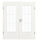 Frontansicht von GARANT Doppelflügeltür inkl. Zarge Authentic Bianco CPL mit Lichtausschnitt LA-DIN Sprosse SP2