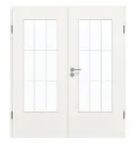 Frontansicht von GARANT Doppelflügeltür inkl. Zarge Authentic Bianco GCK08 mit Lichtausschnitt LA-DIN Sprosse SP2