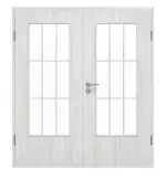 Frontansicht von GARANT Doppelflügeltür inkl. Zarge Authentic Grigio GCK08 mit Lichtausschnitt LA-DIN Sprosse SP2