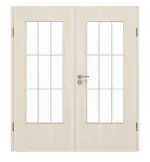 Frontansicht von GARANT Doppelflügeltür inkl. Zarge Authentic Perl CPL mit Lichtausschnitt LA-DIN Sprosse SP2