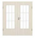 Frontansicht von GARANT Doppelflügeltür inkl. Zarge Authentic Perl GCK08 mit Lichtausschnitt LA-DIN Sprosse SP2