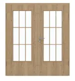 Frontansicht von GARANT Doppelflügeltür inkl. Zarge Authentic Risseiche CPL mit Lichtausschnitt LA-DIN Sprosse SP2