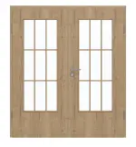 Frontansicht von GARANT Doppelflügeltür inkl. Zarge Authentic Risseiche GCK08 mit Lichtausschnitt LA-DIN Sprosse SP2