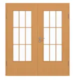 Frontansicht von GARANT Doppelflügeltür inkl. Zarge Buche Exklusiv CPL mit Lichtausschnitt LA-DIN Sprosse SP2