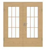 Frontansicht von GARANT Doppelflügeltür inkl. Zarge Quer Authentic Asteiche CPL mit Lichtausschnitt LA-DIN Sprosse SP2