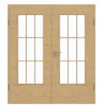 Frontansicht von GARANT Doppelflügeltür inkl. Zarge Quer Authentic Asteiche GCK08 mit Lichtausschnitt LA-DIN Sprosse SP2