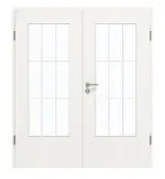 Frontansicht von GARANT Doppelflügeltür inkl. Zarge Quer Authentic Bianco CPL mit Lichtausschnitt LA-DIN Sprosse SP2