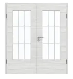 Frontansicht von GARANT Doppelflügeltür inkl. Zarge Quer Authentic Grigio GCK08 mit Lichtausschnitt LA-DIN Sprosse SP2