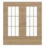 Frontansicht von GARANT Doppelflügeltür inkl. Zarge Quer Authentic Risseiche CPL mit Lichtausschnitt LA-DIN Sprosse SP2