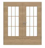 Frontansicht von GARANT Doppelflügeltür inkl. Zarge Quer Authentic Risseiche GCK08 mit Lichtausschnitt LA-DIN Sprosse SP2