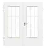 Frontansicht von GARANT Doppelflügeltür inkl. Zarge D354-60 Designer White Resopal mit Lichtausschnitt LA-DIN Sprosse SP2