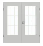 Frontansicht von GARANT Doppelflügeltür inkl. Zarge D92-60 Dove Grey Resopal mit Lichtausschnitt LA-DIN Sprosse SP2