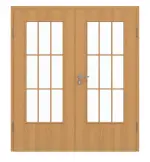 Frontansicht von GARANT Doppelflügeltür inkl. Zarge Eiche Premium CPL mit Lichtausschnitt LA-DIN Sprosse SP2