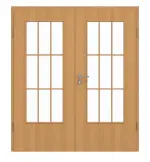 Frontansicht von GARANT Doppelflügeltür inkl. Zarge Eiche Premium GCK08 mit Lichtausschnitt LA-DIN Sprosse SP2