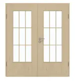 Frontansicht von GARANT Doppelflügeltür inkl. Zarge Natura Ahorn CPL mit Lichtausschnitt LA-DIN Sprosse SP2