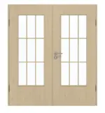 Frontansicht von GARANT Doppelflügeltür inkl. Zarge Natura Ahorn GCK08 mit Lichtausschnitt LA-DIN Sprosse SP2