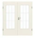 Frontansicht von GARANT Doppelflügeltür inkl. Zarge Weißlack 9010 GHK08 mit Lichtausschnitt LA-DIN Sprosse SP2