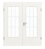 Frontansicht von GARANT Doppelflügeltür inkl. Zarge Weißlack 9016 GHK08 mit Lichtausschnitt LA-DIN Sprosse SP2