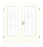 Frontansicht von GARANT Doppelflügeltür inkl. Zarge U11026SD Kristallweiß GHK08 mit Lichtausschnitt LA-DIN Sprosse SP2