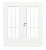 Frontansicht von GARANT Doppelflügeltür inkl. Zarge U11209SD Edelweiß GHK08 mit Lichtausschnitt LA-DIN Sprosse SP2