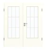 Frontansicht von GARANT Doppelflügeltür inkl. Zarge W1000ST3 Premium Weiß GHK08 mit Lichtausschnitt LA-DIN Sprosse SP2