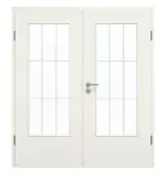 Frontansicht von GARANT Doppelflügeltür inkl. Zarge Weiß Struktur Premium CPL mit Lichtausschnitt LA-DIN Sprosse SP2