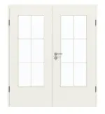 Frontansicht von GARANT Doppelflügeltür inkl. Zarge 0135-60 Rain Resopal mit Lichtausschnitt LA-DIN Sprosse SP4