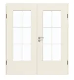 Frontansicht von GARANT Doppelflügeltür inkl. Zarge 0140-60 Dawn Resopal mit Lichtausschnitt LA-DIN Sprosse SP4