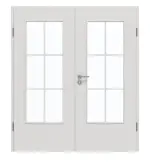 Frontansicht von GARANT Doppelflügeltür inkl. Zarge 0160-60 Silver Grey CPL mit Lichtausschnitt LA-DIN Sprosse SP4