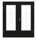 Frontansicht von GARANT Doppelflügeltür inkl. Zarge 0901-60 Black Resopal mit Lichtausschnitt LA-DIN Sprosse SP4