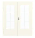 Frontansicht von GARANT Doppelflügeltür inkl. Zarge 9417-60 Snow White CPL mit Lichtausschnitt LA-DIN Sprosse SP4