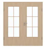 Frontansicht von GARANT Doppelflügeltür inkl. Zarge Authentic Achat CPL mit Lichtausschnitt LA-DIN Sprosse SP4