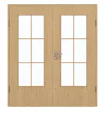 Frontansicht von GARANT Doppelflügeltür inkl. Zarge Authentic Asteiche CPL mit Lichtausschnitt LA-DIN Sprosse SP4