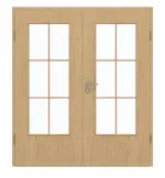 Frontansicht von GARANT Doppelflügeltür inkl. Zarge Authentic Asteiche GCK08 mit Lichtausschnitt LA-DIN Sprosse SP4