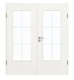 Frontansicht von GARANT Doppelflügeltür inkl. Zarge Authentic Bianco CPL mit Lichtausschnitt LA-DIN Sprosse SP4