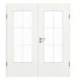 Frontansicht von GARANT Doppelflügeltür inkl. Zarge Authentic Bianco GCK08 mit Lichtausschnitt LA-DIN Sprosse SP4