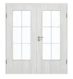 Frontansicht von GARANT Doppelflügeltür inkl. Zarge Authentic Grigio GCK08 mit Lichtausschnitt LA-DIN Sprosse SP4