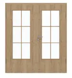 Frontansicht von GARANT Doppelflügeltür inkl. Zarge Authentic Risseiche CPL mit Lichtausschnitt LA-DIN Sprosse SP4