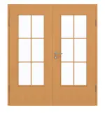 Frontansicht von GARANT Doppelflügeltür inkl. Zarge Buche Exklusiv CPL mit Lichtausschnitt LA-DIN Sprosse SP4