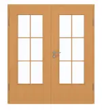 Frontansicht von GARANT Doppelflügeltür inkl. Zarge Buche Exklusiv GCK08 mit Lichtausschnitt LA-DIN Sprosse SP4