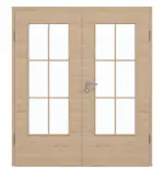 Frontansicht von GARANT Doppelflügeltür inkl. Zarge Quer Authentic Achat CPL mit Lichtausschnitt LA-DIN Sprosse SP4