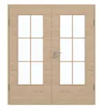 Frontansicht von GARANT Doppelflügeltür inkl. Zarge Quer Authentic Achat GCK08 mit Lichtausschnitt LA-DIN Sprosse SP4