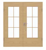 Frontansicht von GARANT Doppelflügeltür inkl. Zarge Quer Authentic Asteiche CPL mit Lichtausschnitt LA-DIN Sprosse SP4