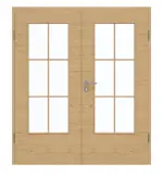 Frontansicht von GARANT Doppelflügeltür inkl. Zarge Quer Authentic Asteiche GCK08 mit Lichtausschnitt LA-DIN Sprosse SP4