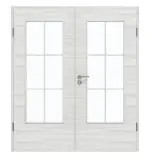 Frontansicht von GARANT Doppelflügeltür inkl. Zarge Quer Authentic Grigio GCK08 mit Lichtausschnitt LA-DIN Sprosse SP4