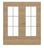 Frontansicht von GARANT Doppelflügeltür inkl. Zarge Quer Authentic Risseiche CPL mit Lichtausschnitt LA-DIN Sprosse SP4