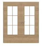 Frontansicht von GARANT Doppelflügeltür inkl. Zarge Quer Authentic Risseiche GCK08 mit Lichtausschnitt LA-DIN Sprosse SP4