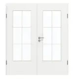 Frontansicht von GARANT Doppelflügeltür inkl. Zarge D354-60 Designer White Resopal mit Lichtausschnitt LA-DIN Sprosse SP4